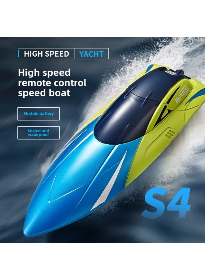 Ship Small Boat High Speed Remote Control Boat Pull Net Children Water Boy Speedboat Model Water Toy Electric Girl-Color:S4-metal Blue+dual Motors+2.4g Non-interference-Specification:Dual Battery Package - One Spare Battery  - Image 3