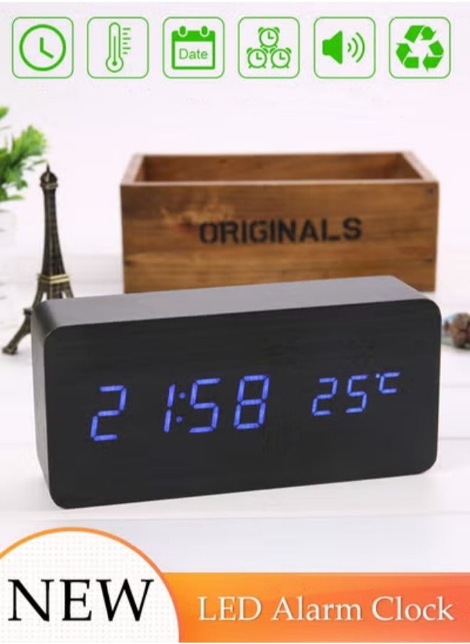 Generic - Bedside Alarm Clock Smart Digital Alarm Clock with LED Display with Intelligent Voice Control Alarm Clocks Bedside with Dual USB output Loud Digital Clock for Bedrooms - Image 1