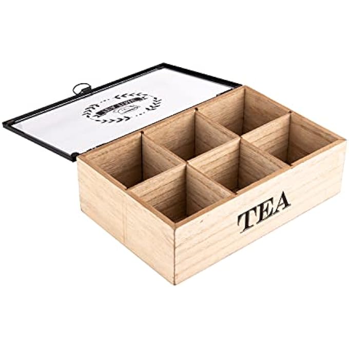 أي كي دي سي صندوق خشبي للوجبات الخفيفة، مقاس 16 سم × 24 سم × 7 سم، كريمي وأسود - Image 2