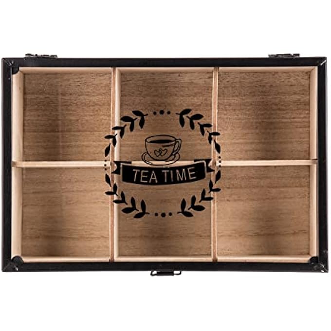 أي كي دي سي صندوق خشبي للوجبات الخفيفة، مقاس 16 سم × 24 سم × 7 سم، كريمي وأسود - Image 3