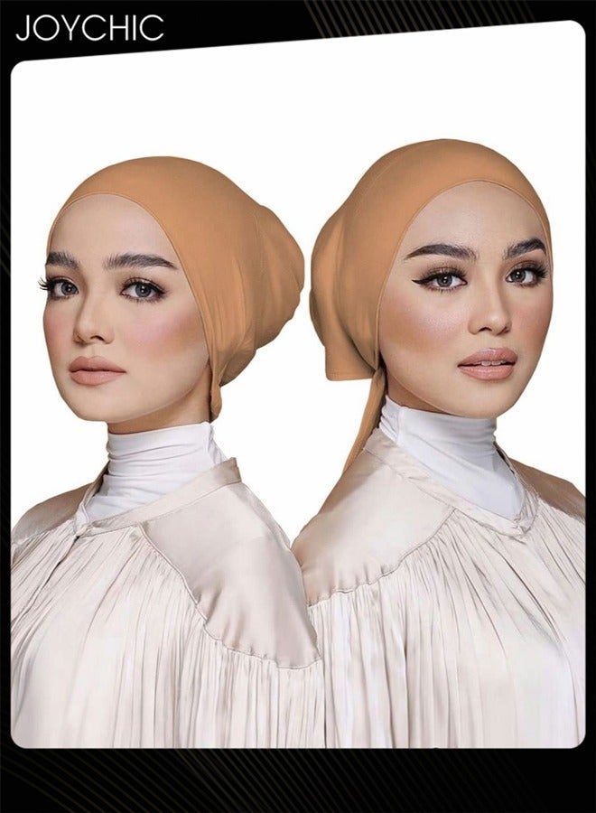 Joychic 3 قطع من أغطية الرأس القابلة للتمدد تحت وشاح العلاج الكيميائي للنساء بلون سادة مع إغلاق برباط خلفي قابل للتعديل - Image 2