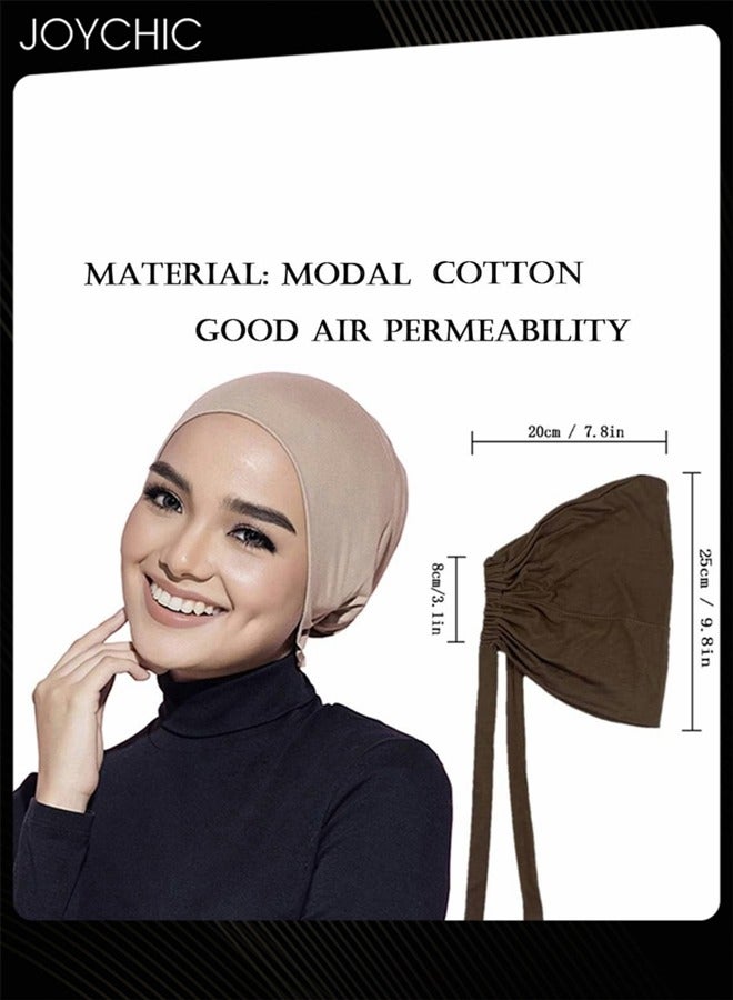 Joychic 3 قطع من أغطية الرأس القابلة للتمدد تحت وشاح العلاج الكيميائي للنساء بلون سادة مع إغلاق برباط خلفي قابل للتعديل - Image 3