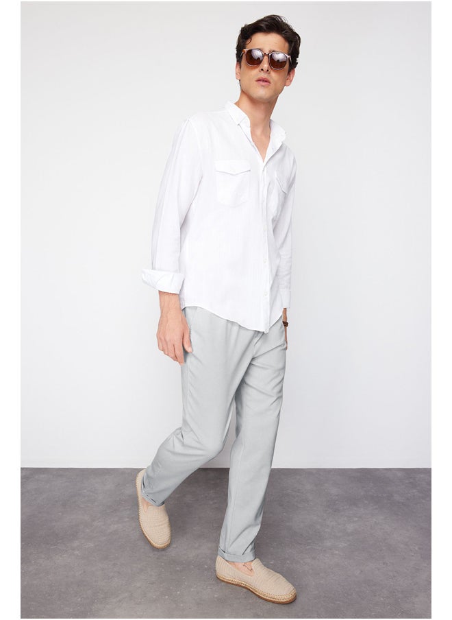 trendyol - Gray Elastic Waist Slim Fit Trousers TMNAW21PL0107 - Image 1