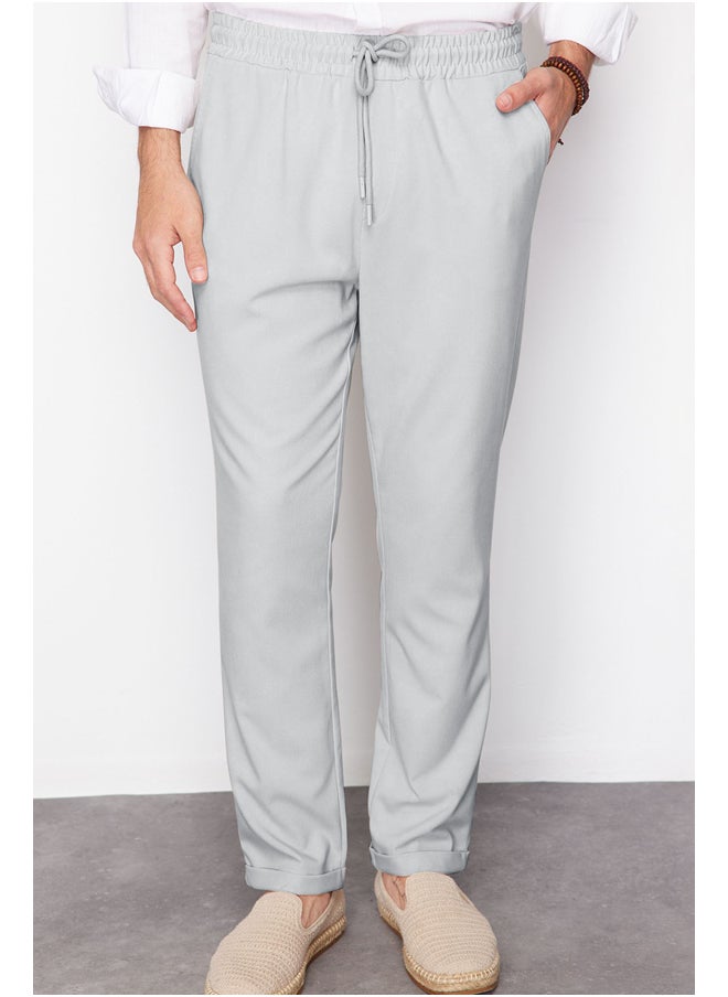 trendyol - Gray Elastic Waist Slim Fit Trousers TMNAW21PL0107 - Image 1