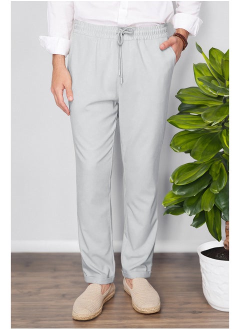 Gray Elastic Waist Slim Fit Trousers TMNAW21PL0107