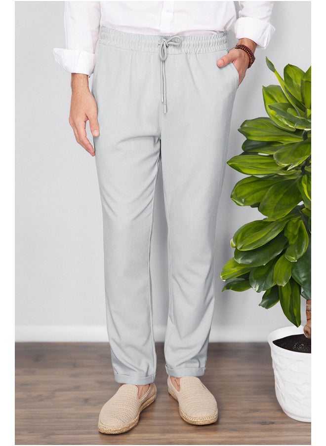 trendyol - Gray Elastic Waist Slim Fit Trousers TMNAW21PL0107 - Image 1