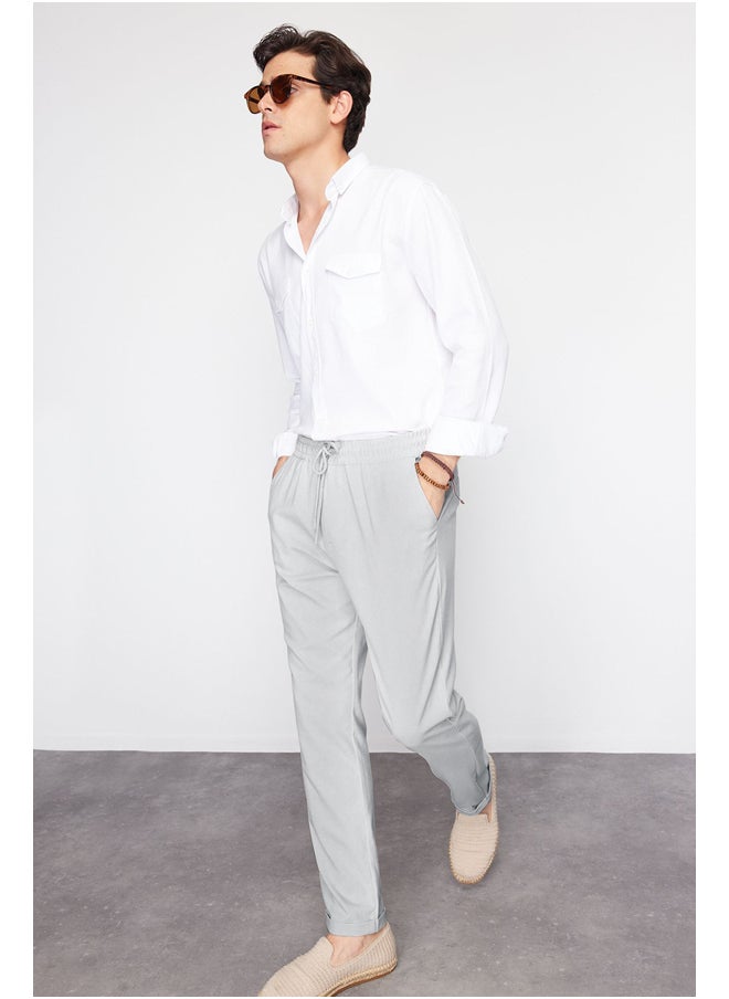 trendyol - Gray Elastic Waist Slim Fit Trousers TMNAW21PL0107 - Image 1