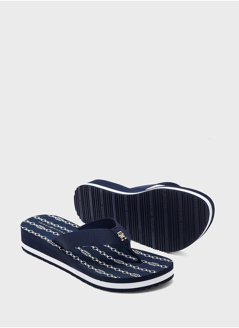TOMMY HILFIGER Chainprint Midwedge Sandals  - Image 5