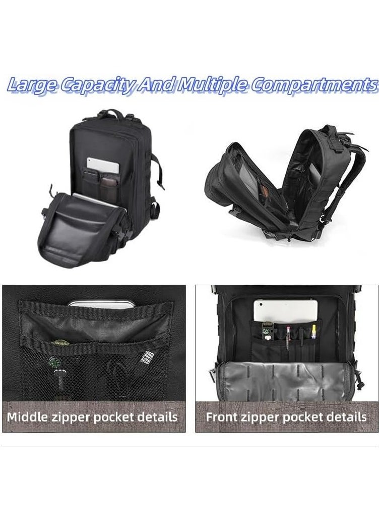 WAKYME 56L-75L Military Tactical Backpack Large Day Backpack for Men 3 Days Assault Pack Bug Out Bag Water Resistant and Heavy Duty Hiking Treeking Rucksack （Black）  - Image 5