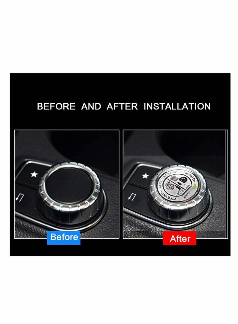 Captaintech Metal Modified Center Console Multimedia Control Button Knob Trims Cover Decals Emblems Stickers for Mercedes Benz A B E GLK GLA CLA GLE ML GL Class (29mm Knob, Sliver) - Image 2