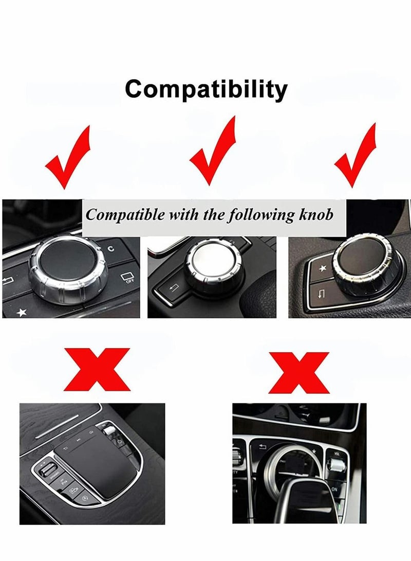 Captaintech Metal Modified Center Console Multimedia Control Button Knob Trims Cover Decals Emblems Stickers for Mercedes Benz A B E GLK GLA CLA GLE ML GL Class (29mm Knob, Sliver) - Image 5