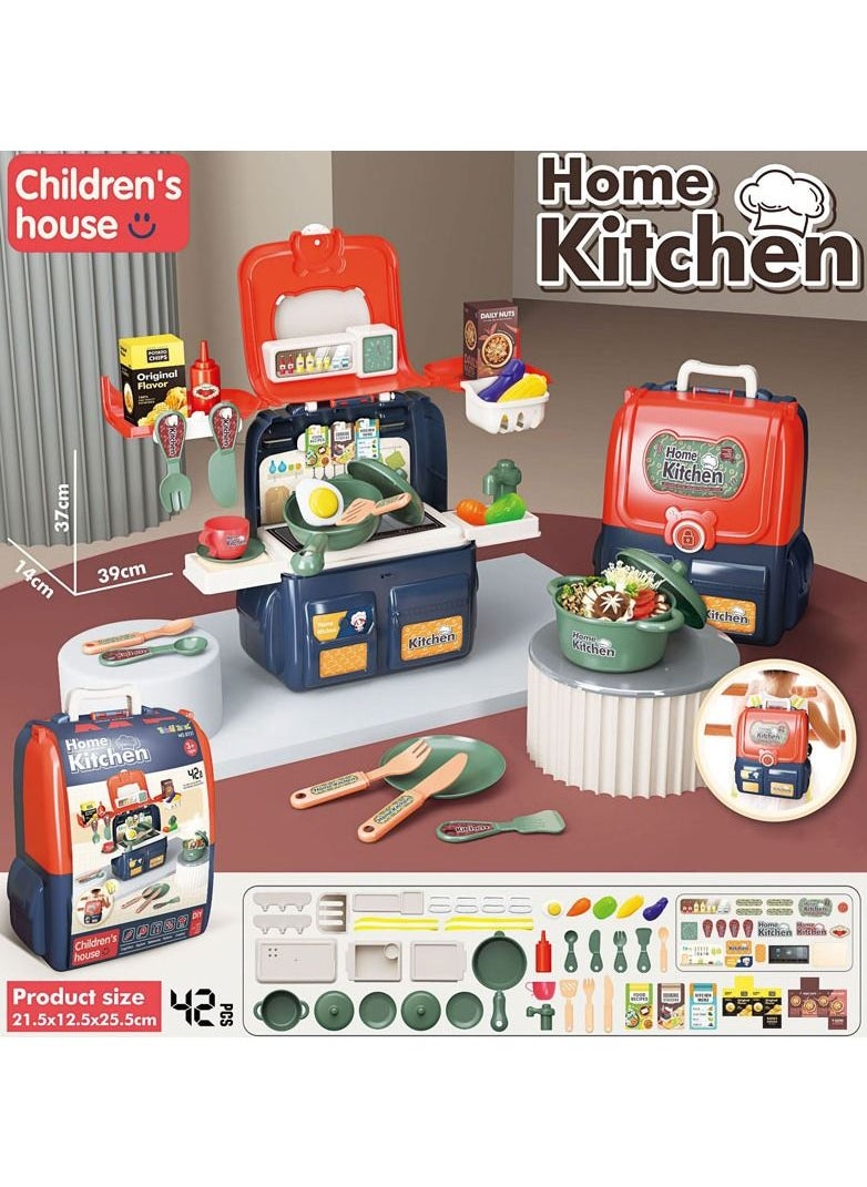 Swift 42 Pcs Kitchen Set 2 in 1 for School Packing Bag Cooking Play Toys Kitchen Chef Set Toy Accessories Including, and Easy to Store, with Fun Game for Girls and Boys  - Image 3