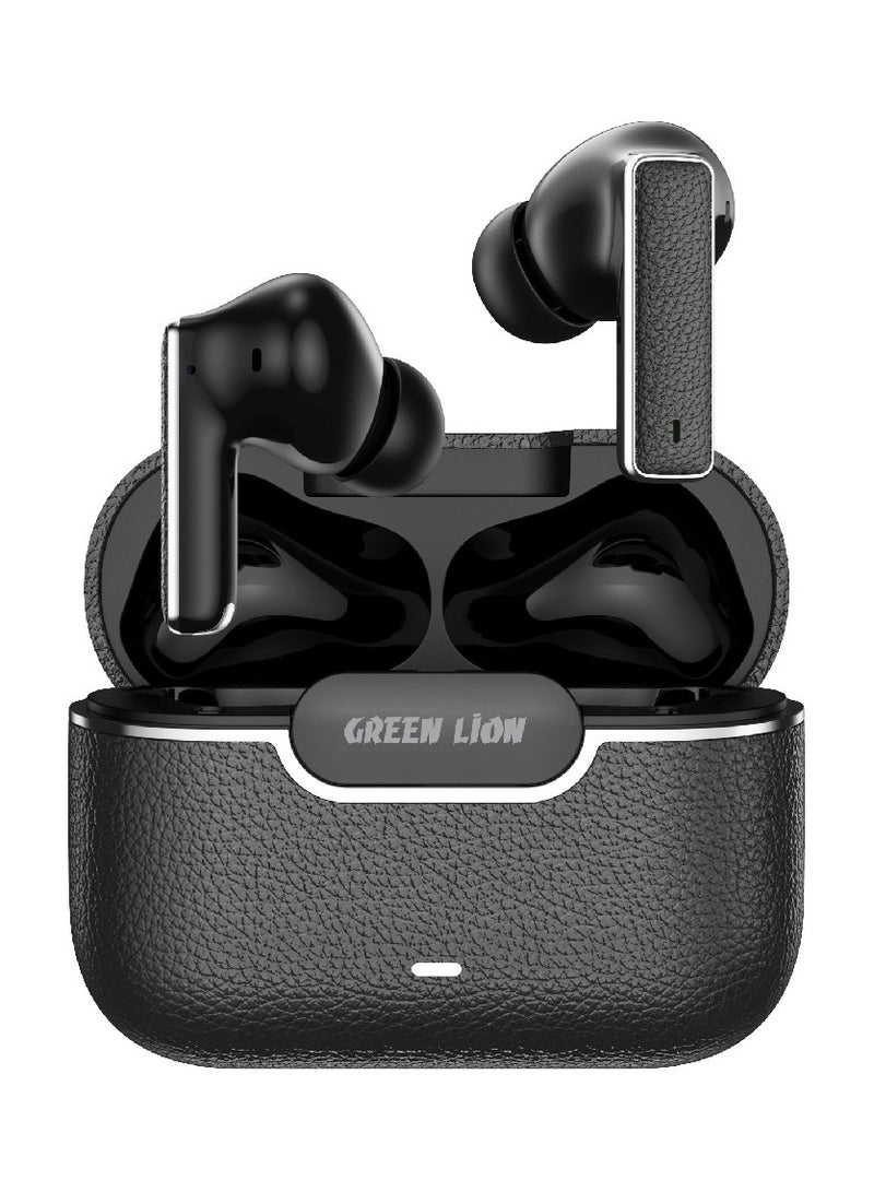 GREEN LION River Plus True Wireless Earbuds ANC + ENC Clarity and 2.4G Connector / Wireless Charging / Waterproof Earbuds / True Wireless Headphones / Hands-Free Headphone / 6-Mic ENC Calls / Smart In-Ear Headphones for Music, Calls & Gaming - Black - Image 1