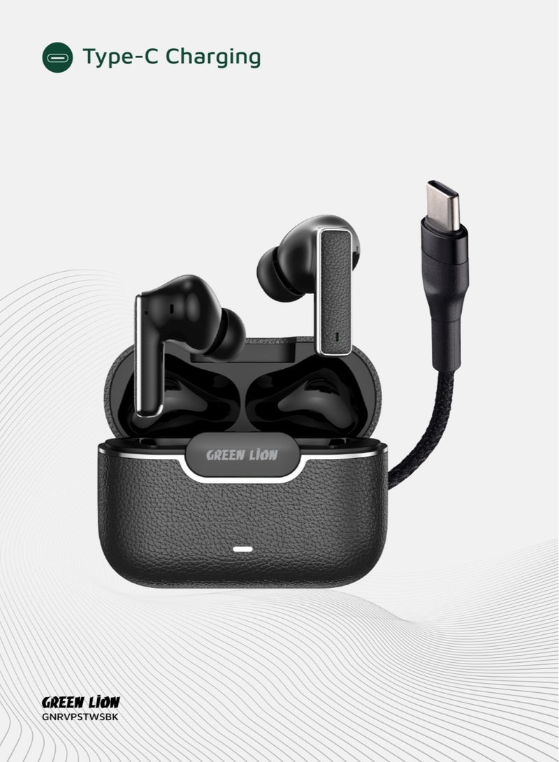 GREEN LION River Plus True Wireless Earbuds ANC + ENC Clarity and 2.4G Connector / Wireless Charging / Waterproof Earbuds / True Wireless Headphones / Hands-Free Headphone / 6-Mic ENC Calls / Smart In-Ear Headphones for Music, Calls & Gaming - Black - Image 3