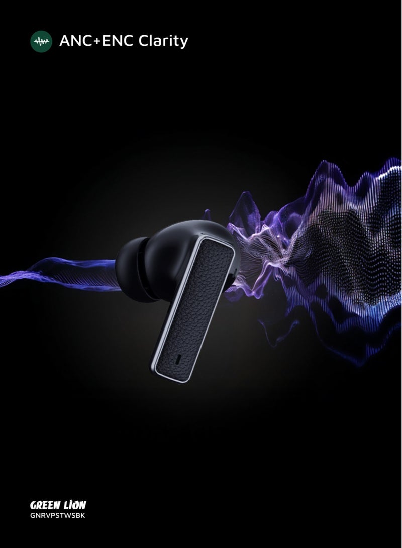 GREEN LION River Plus True Wireless Earbuds ANC + ENC Clarity and 2.4G Connector / Wireless Charging / Waterproof Earbuds / True Wireless Headphones / Hands-Free Headphone / 6-Mic ENC Calls / Smart In-Ear Headphones for Music, Calls & Gaming - Black - Image 4