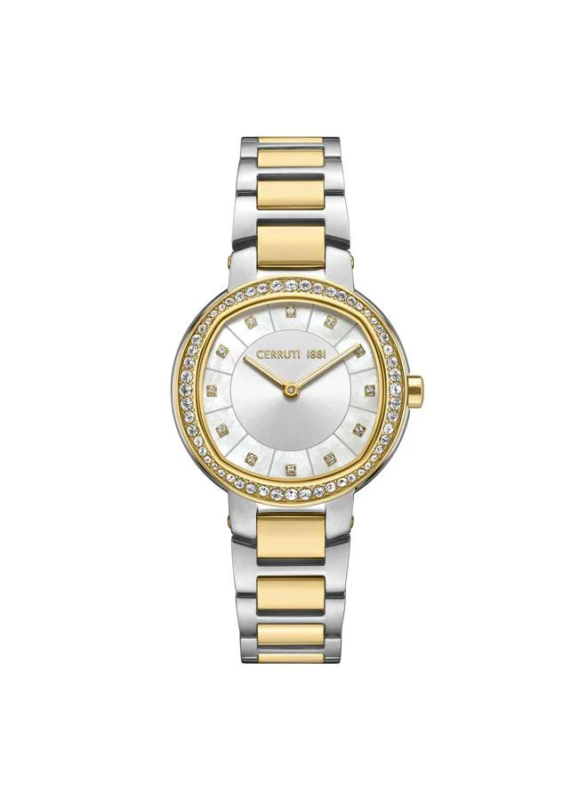 Bellegra 32mm White Mother-of-pearl Dial Quartz Analog Watch For Women