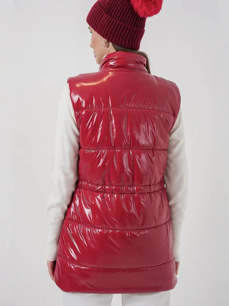 Big Dart Red BDART Shiny Zippered Puffer Vest for Women | Best Price UAE