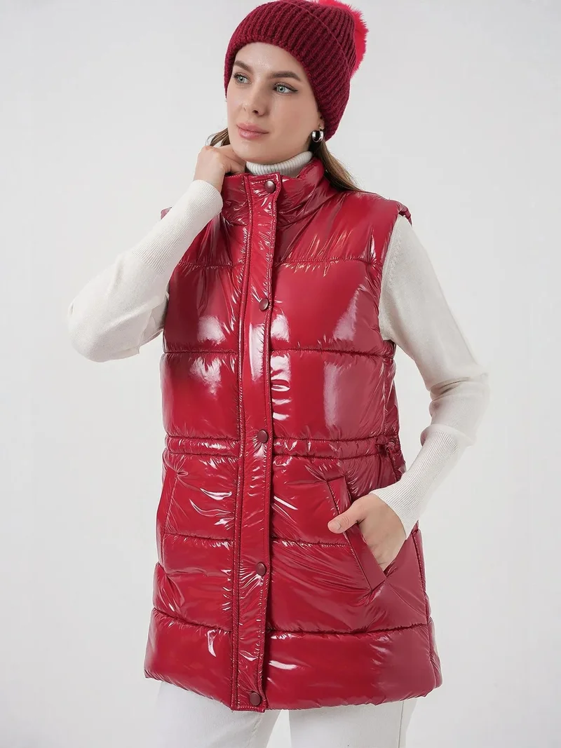 BIG DART BDART Shiny Zippered Puffer Vest