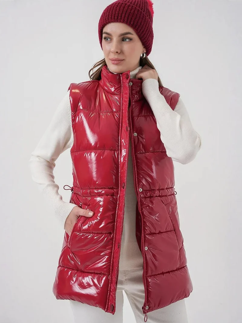 Big Dart Red BDART Shiny Zippered Puffer Vest for Women | Best Price UAE