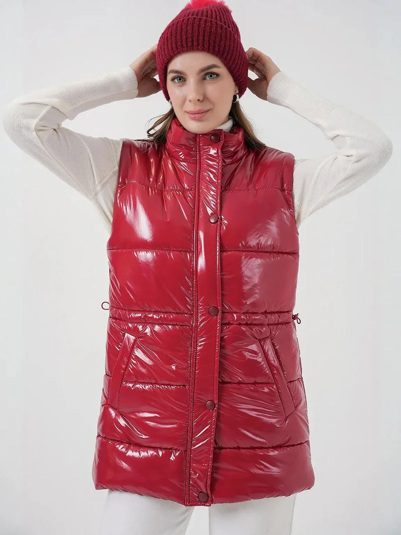 Big Dart Red BDART Shiny Zippered Puffer Vest for Women | Best Price UAE