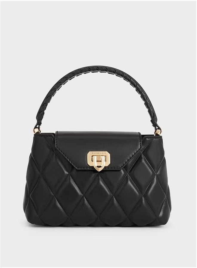 Charles & Keith Arwen Quilted Braided-Strap Top Handle Bag - Image 1