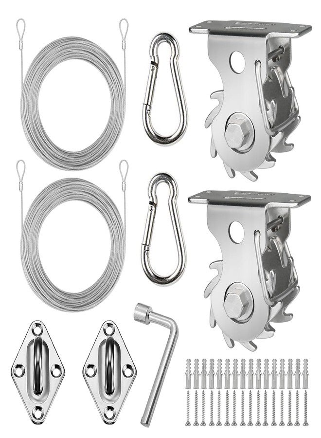 COOLYARD Shade Sail Hardware Kit Ratchet Winch Set Cable Rope Tightener 6 Inch Hanging Kit Pad Eyes Snap Hooks for Rectangle Square Triangle Shade Sail Installation - Image 1