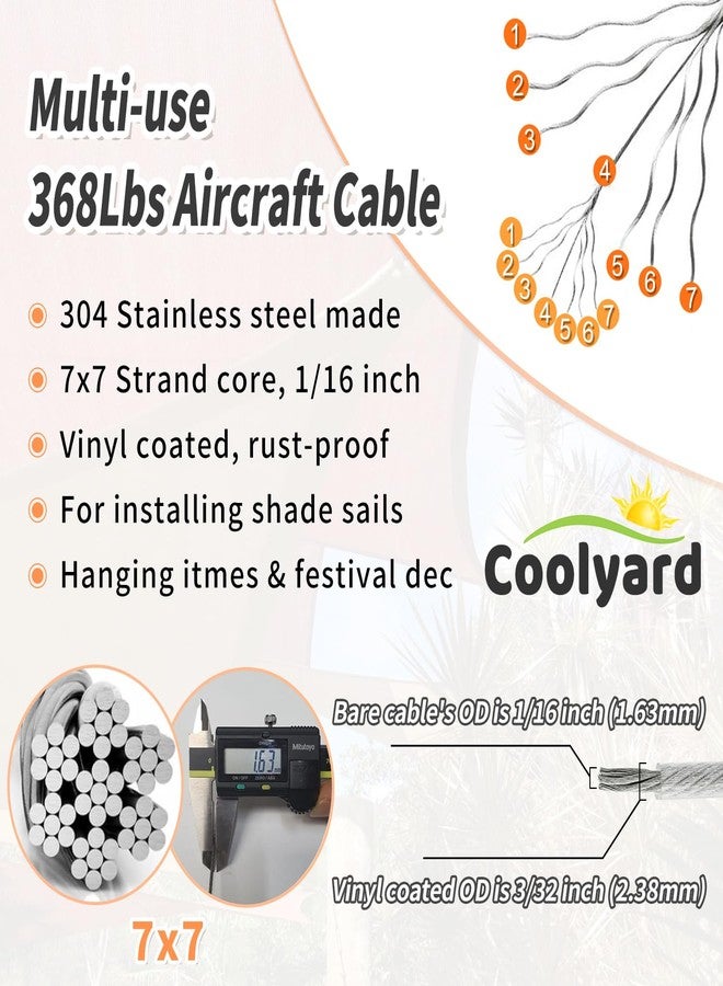 COOLYARD Shade Sail Hardware Kit Ratchet Winch Set Cable Rope Tightener 6 Inch Hanging Kit Pad Eyes Snap Hooks for Rectangle Square Triangle Shade Sail Installation - Image 3