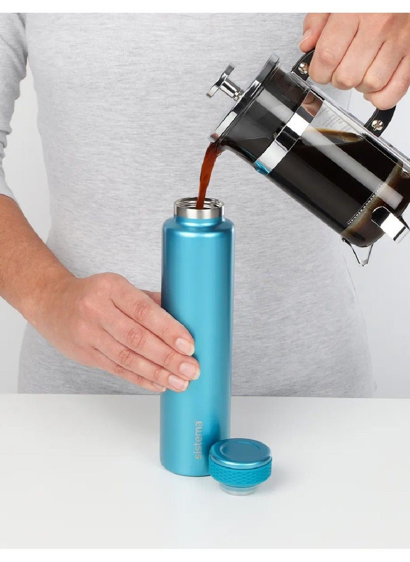 Sistema 280ML Chic Stainless-Steel Bottle, designed with double walled insulation and 100% Leak Proof to keep drinks Hot & Cool, BPA Free. Teal. - Image 4