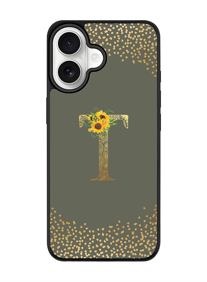 Stylizedd iPhone 17 Case, [Compatible with MagSafe] Slim Magnetic cover Phone Case iPhone 17 -Custom Floral Monogram - T  (Olive Green ) - Image 1