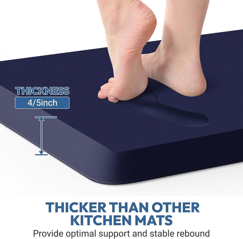 StepLively 4/5 Inch Thick Kitchen Mat - Cushioned Anti Fatigue Mats for Kitchen Floor - Easy to Clean, Waterproof, Non-Slip Kitchen Rug for Sink, Office, Kitchen (17''x28'' Blue) - Image 2