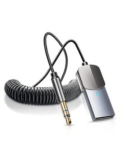 غنافوتو محول بلوتوث أوكس، جهاز استقبال لاسلكي بلوتوث للسيارة v5.0 مستقبل لاسلكي USB إلى محول مقبس 3.5 ملم مدخل ميكروفون مدمج لمكالمات بدون استخدام اليدين التوصيل والتشغيل، التشغيل التلقائي لمكبر صوت السيارة، الصوت المنزلي  - Image 1