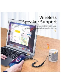 غنافوتو محول بلوتوث أوكس، جهاز استقبال لاسلكي بلوتوث للسيارة v5.0 مستقبل لاسلكي USB إلى محول مقبس 3.5 ملم مدخل ميكروفون مدمج لمكالمات بدون استخدام اليدين التوصيل والتشغيل، التشغيل التلقائي لمكبر صوت السيارة، الصوت المنزلي  - Image 3