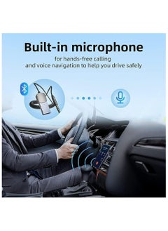 غنافوتو محول بلوتوث أوكس، جهاز استقبال لاسلكي بلوتوث للسيارة v5.0 مستقبل لاسلكي USB إلى محول مقبس 3.5 ملم مدخل ميكروفون مدمج لمكالمات بدون استخدام اليدين التوصيل والتشغيل، التشغيل التلقائي لمكبر صوت السيارة، الصوت المنزلي  - Image 5