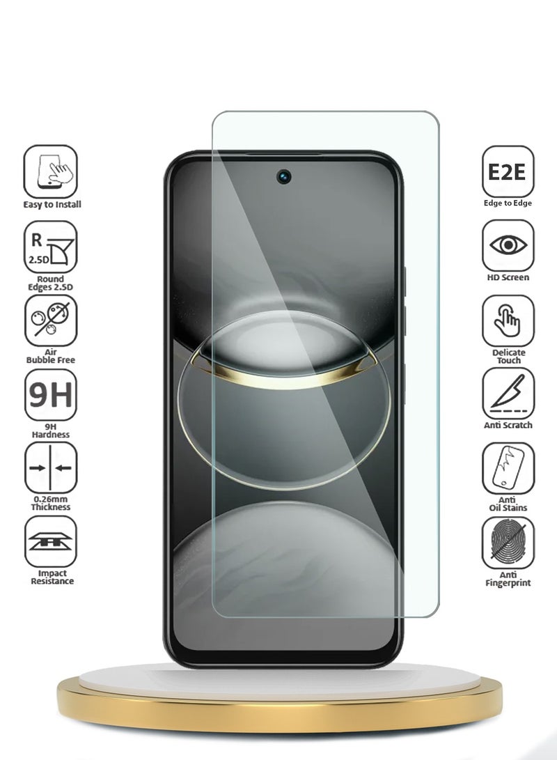 دبليو تيك واقي شاشة من الزجاج المقوى من Tecno Spark 30C 4G / 5G 2024 WTech Premium Series 9H 2.5D - شفاف - Image 2