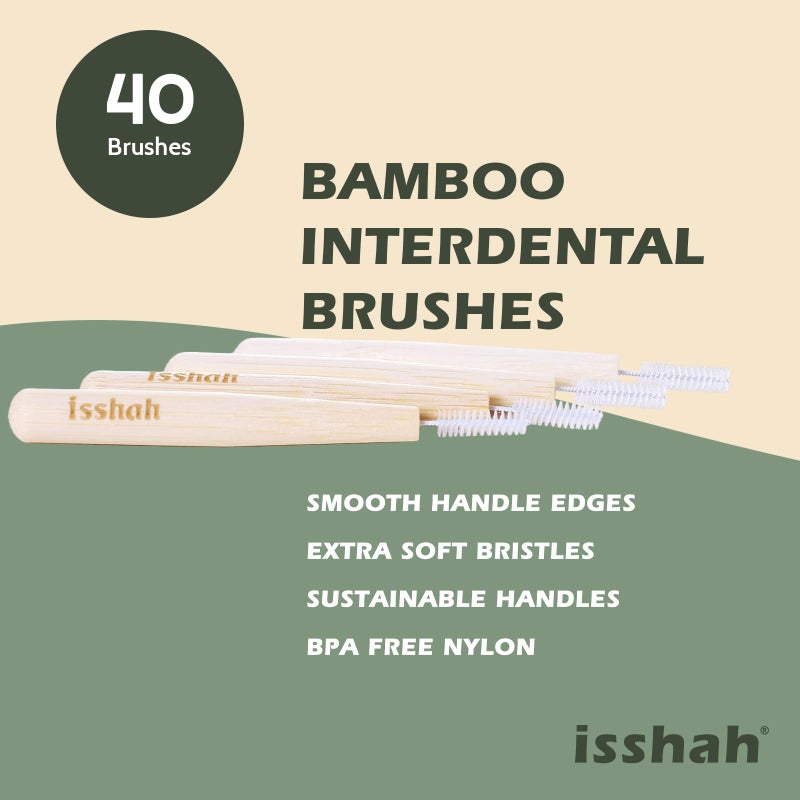 Isshah Biodegradable Bamboo Handle Interdental Brushes Between Teeth Cleaner Deep Clean Toothpick, FSC Certified and PETA Approved, Size 2 (0.5mm), 40 Count - Image 2