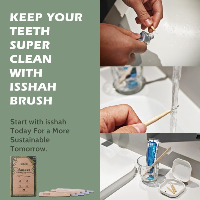 Isshah Biodegradable Bamboo Handle Interdental Brushes Between Teeth Cleaner Deep Clean Toothpick, FSC Certified and PETA Approved, Size 2 (0.5mm), 40 Count - Image 4