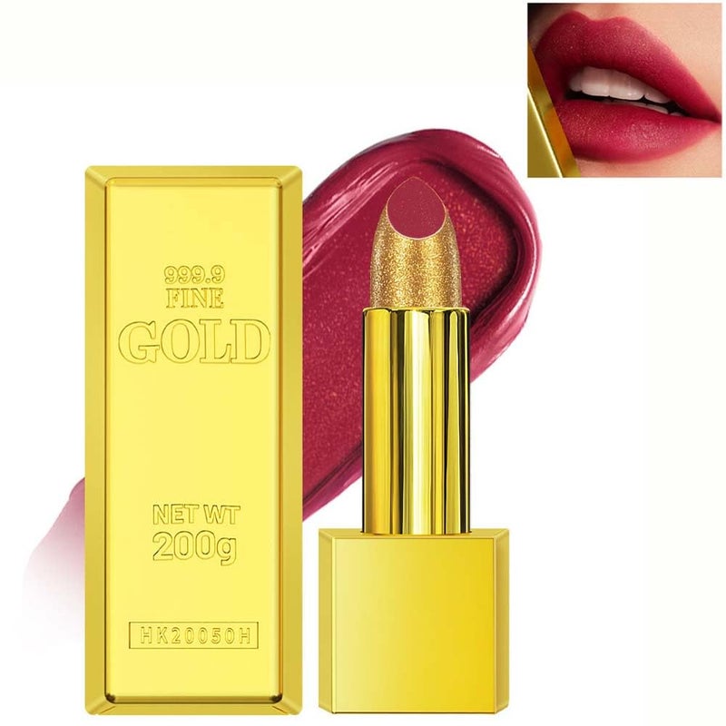 BEUKING Gold Lipstick Velvet Nude Red Pink Lip Tint NonSmudge High Pigment Not Fade Smooth LongLasting Wear NonStick Cup Waterproof Matte Lady Lip Gloss for Girl Women Lady Daily Lip Makeup 6