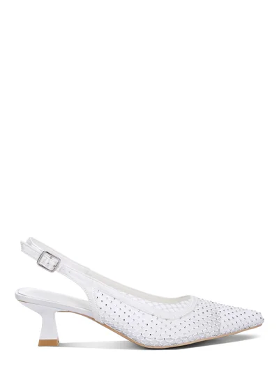 London Rag Rhinestone Embellished Slingback Mules in White