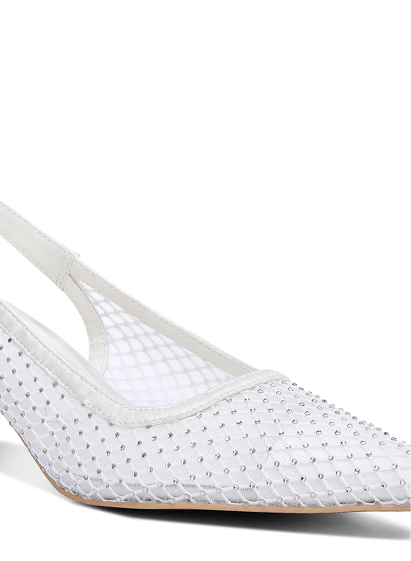 London Rag Rhinestone Embellished Slingback Mules in White