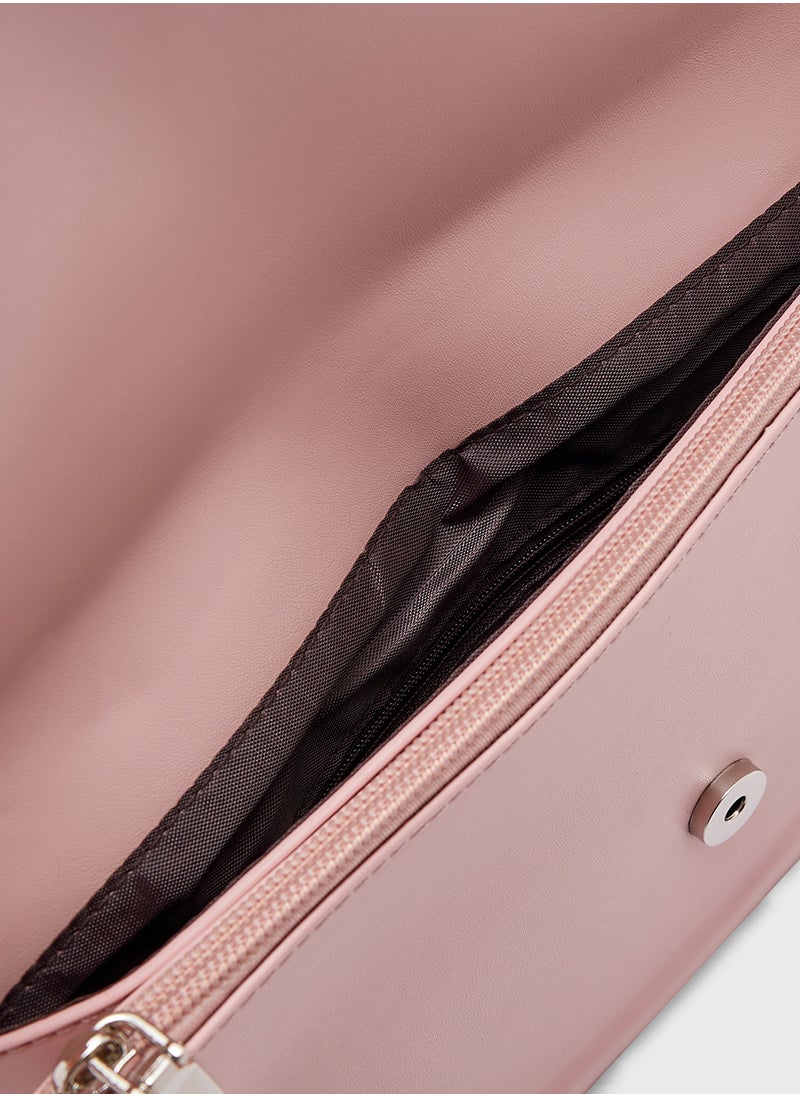 Ginger - Croc Panel Clutch Bag - Image 1