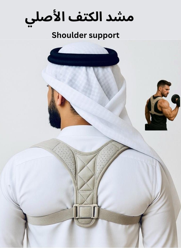 دعامة ومشد تصحيح وضعية الظهر والكتفين لتعديل استقامة العمود الفقري وتحسين القوام وتخفيف آلام الظهر والرقبة مع تصميم مريح وقابل للتعديل يناسب الجلوس الطويل والعمل - Image 3