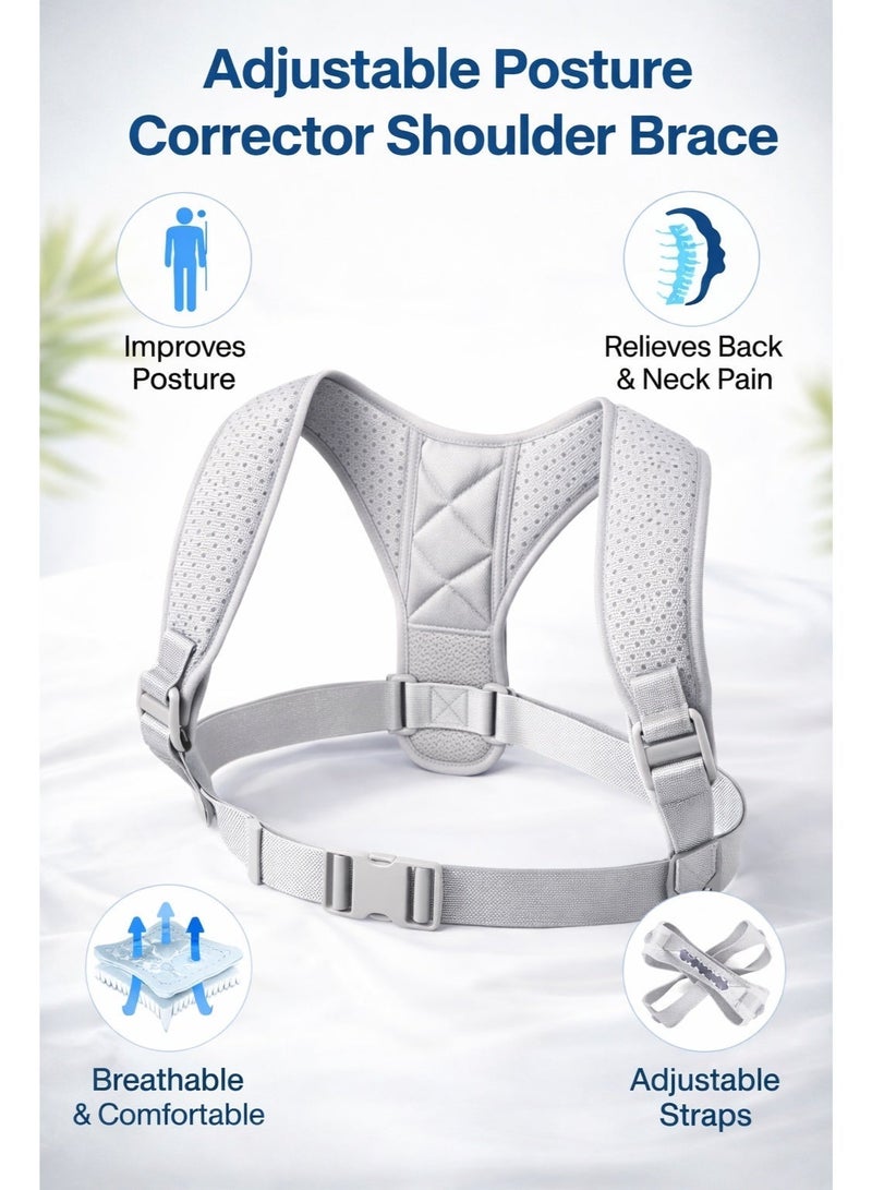 دعامة ومشد تصحيح وضعية الظهر والكتفين لتعديل استقامة العمود الفقري وتحسين القوام وتخفيف آلام الظهر والرقبة مع تصميم مريح وقابل للتعديل يناسب الجلوس الطويل والعمل - Image 2