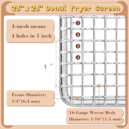 Fuceter 23 x 23" Donut Fryer Screen, 5-Pack, Heavy-Duty Woven Mesh Screen, Compatible with Belshaw, Avalon, and Commercial Fryers - Image 4