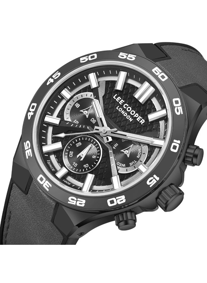 Lee Cooper Men's Multi Function Display Watch With Grey Leather Strap - LC08066.066  - Image 1