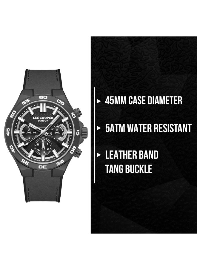 Lee Cooper Men's Multi Function Display Watch With Grey Leather Strap - LC08066.066  - Image 2