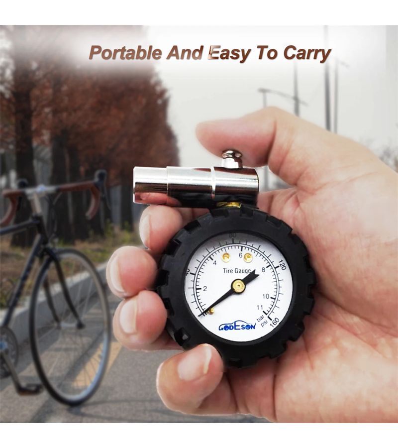 Bicycle Tire Pressure Gauge 160psi Scale With Deflation Switch Suitable For Mountain Road Bike Inflation - Image 1