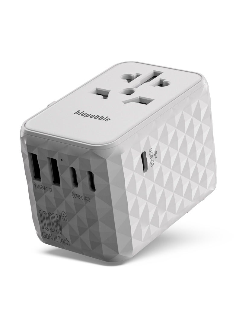 blupebble Passport 4 World Travel Adapter With GaN III Tech 100W Fast Charging, 3 USB-C, 2 USB-A Worldwide Wall Charger for iPhone, Tablets, Laptop, Plug Adapter USA, UK, EU, AU - Image 1