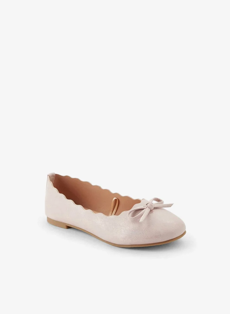 Girls Scallop Trim Ballerina Shoes