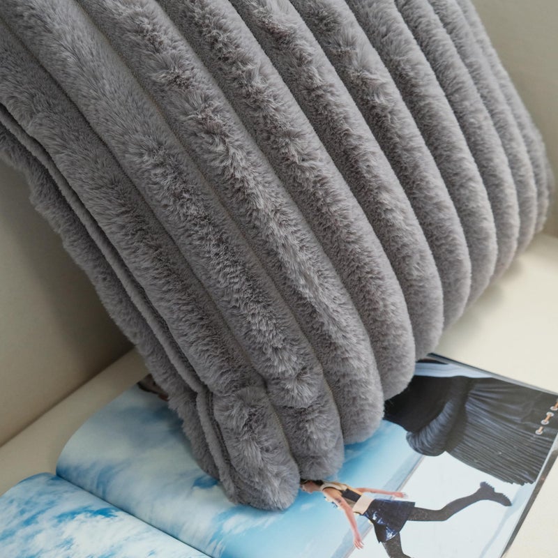 JOJUSIS Pack of 2 Faux Fur Plush Decorative Throw Pillow Covers Couch Cushion Case Soft Pillowcases (Grey, 22 x 22-Inch) - Image 4
