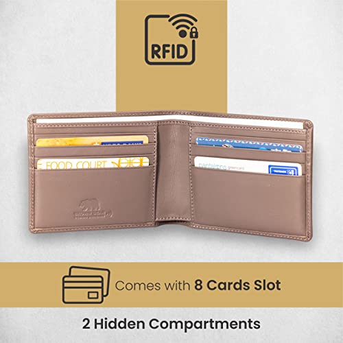 BROWN BEAR Wallet for Man, Stylish Pure Nappa Wallet for Men Leather Original, Certified RFID Protected Slim Purse for Gents with Eight Card Pockets (Grey) - Image 4